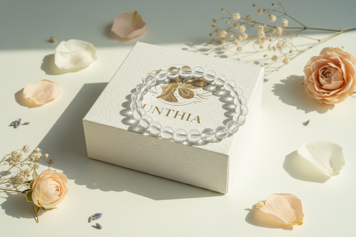stal bracelets beside authentic YUNTHIA jewelry box for minimalist intention