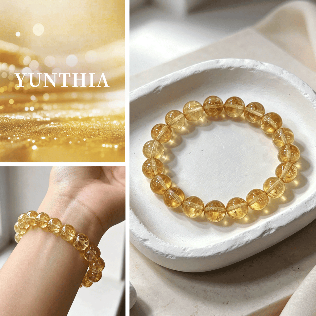 Natural Citrine Bracelet Golden Healing Crystal for Wealth & Positive Energy