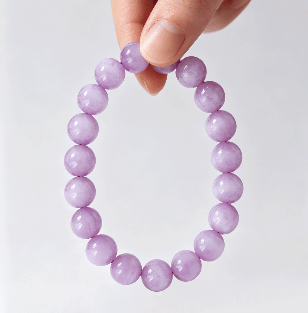 Natural Kunzite Crystal Bracelet Lavender Purple Healing Stone