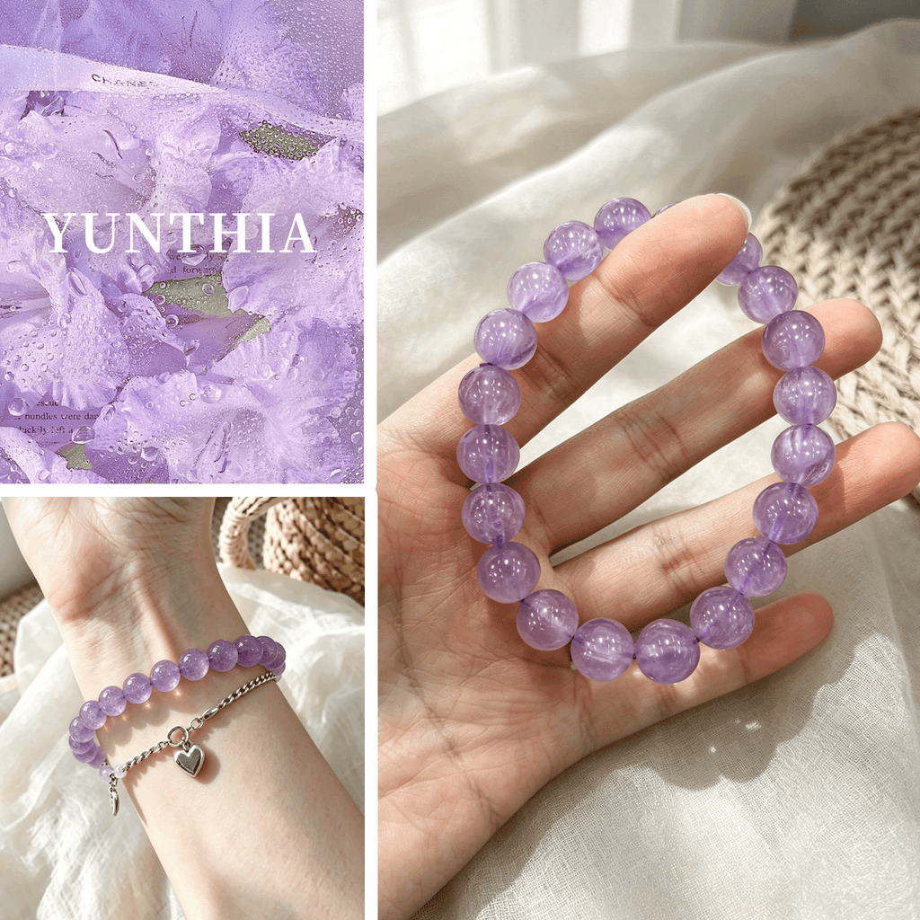 Amethyst Crystal Bracelet  Calming Third Eye Energy Bracelet