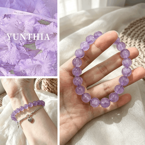 Amethyst Crystal Bracelet  Calming Third Eye Energy Bracelet