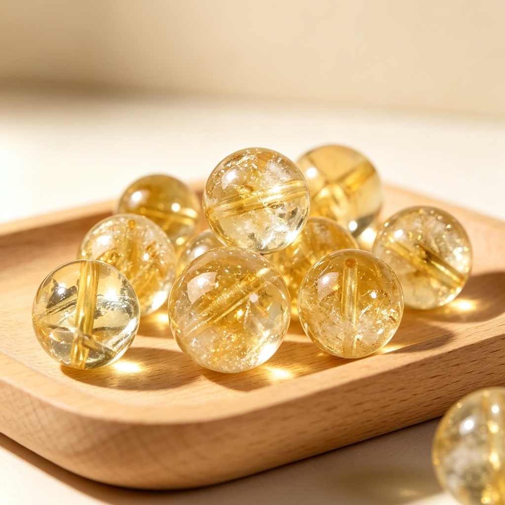 Natural Citrine Bracelet Golden Healing Crystal for Wealth & Positive Energy