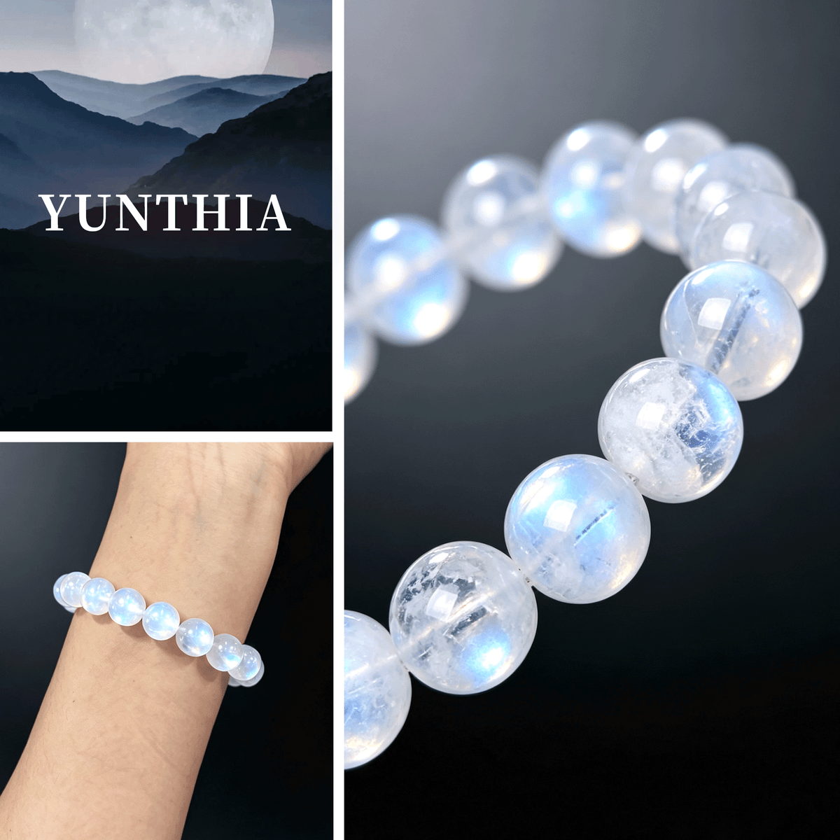 Natural Blue Flash Moonstone Bracelet &nbsp;White Moonstone Healing Crystal Bracelet