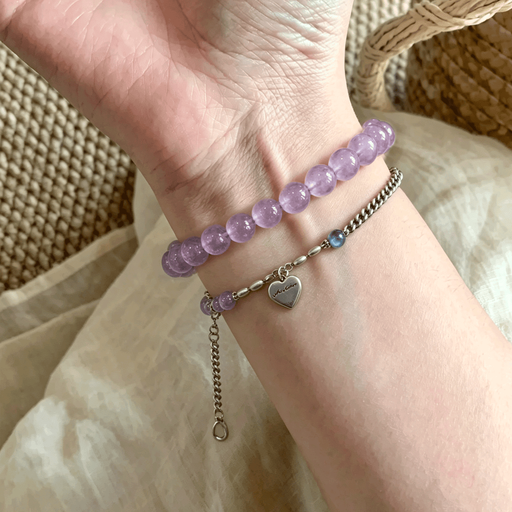Amethyst Crystal Bracelet  Calming Third Eye Energy Bracelet
