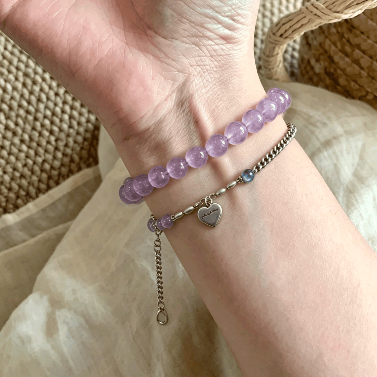 Amethyst Crystal Bracelet  Calming Third Eye Energy Bracelet