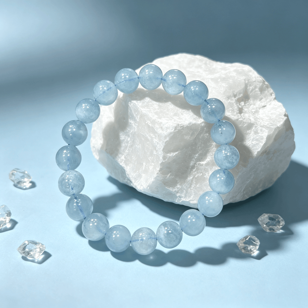 Natural Aquamarine Bracelet,Communication & Serenity Crystal Jewelry