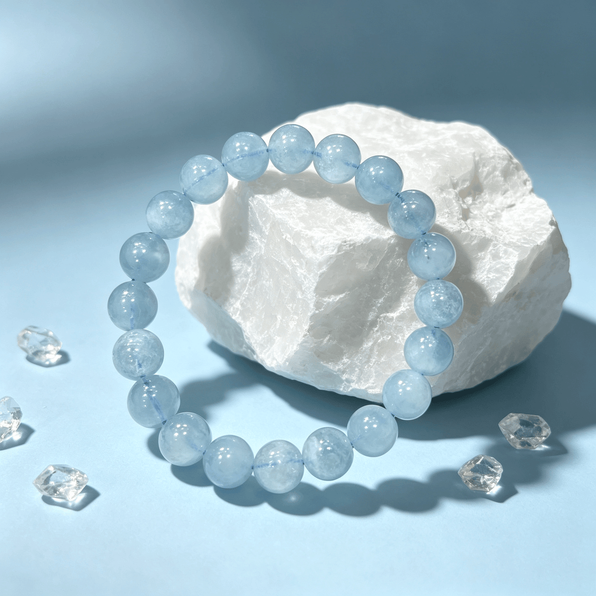 Natural Aquamarine Bracelet,Communication & Serenity Crystal Jewelry