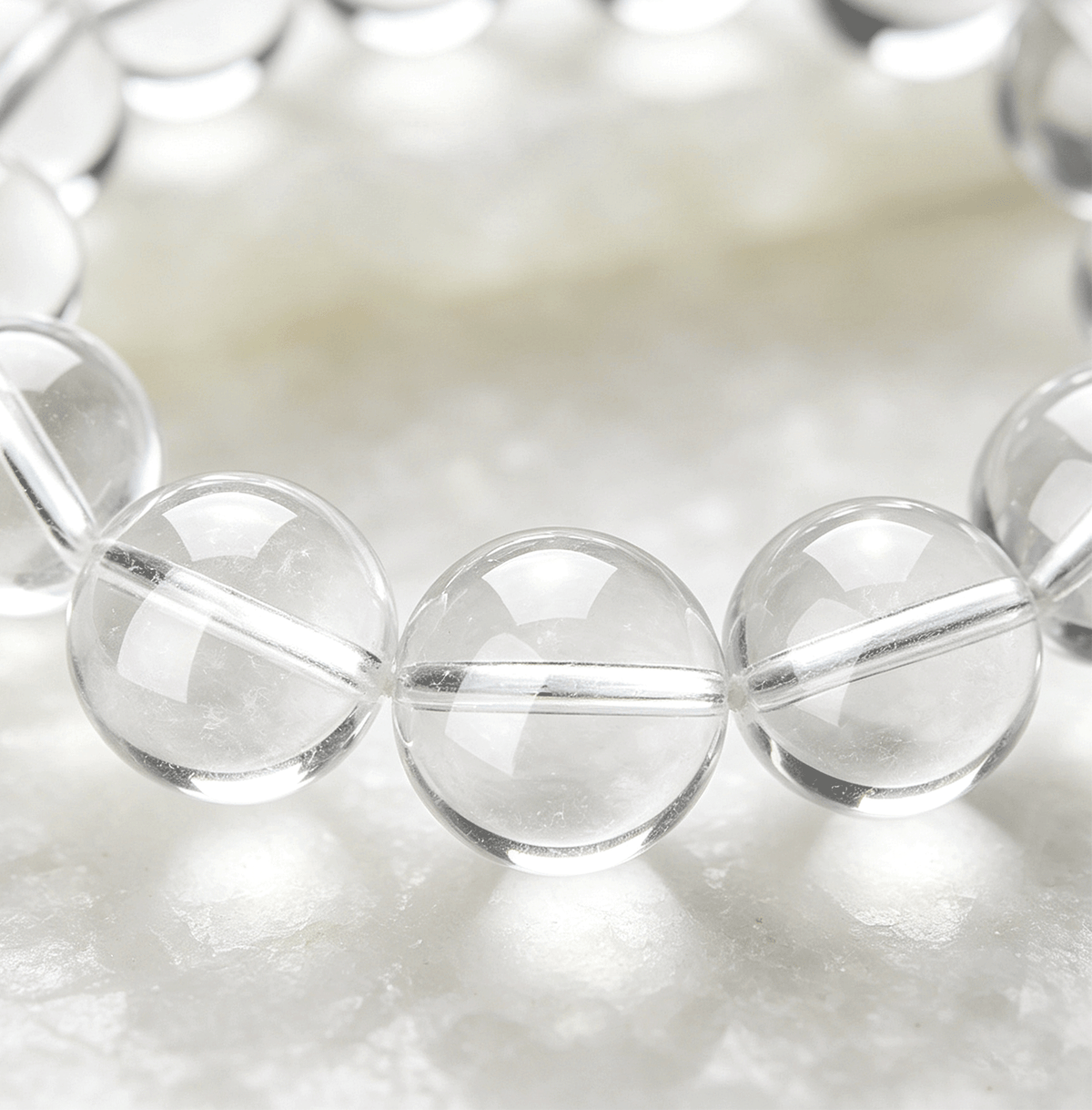 Natural Clear Quartz Bracelet | 8–10mm Handmade Stretch Bead Bracelet | YUNTHIA