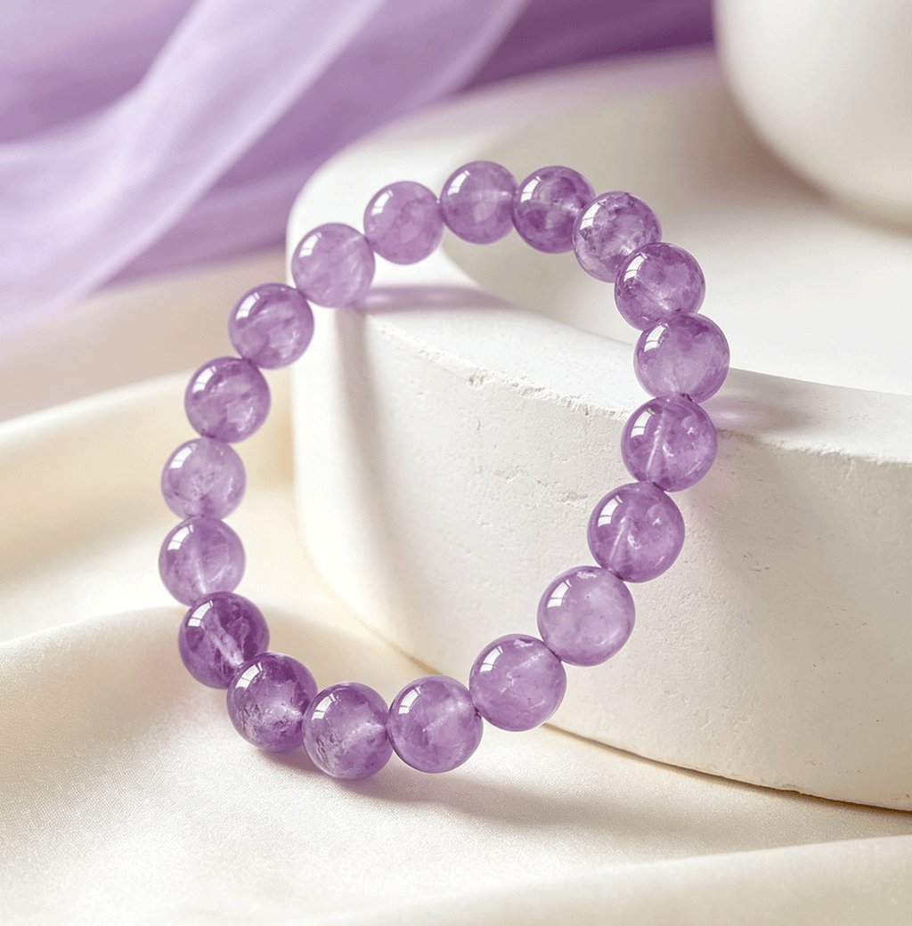 Amethyst Crystal Bracelet  Calming Third Eye Energy Bracelet
