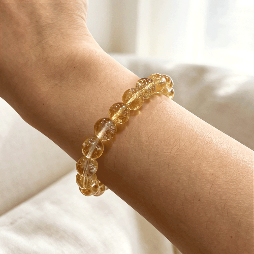 Natural Citrine Bracelet Golden Healing Crystal for Wealth & Positive Energy