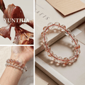 Red Flower Quartz Bracelet  Natural Red Amphibole Crystal Beaded Bracelet
