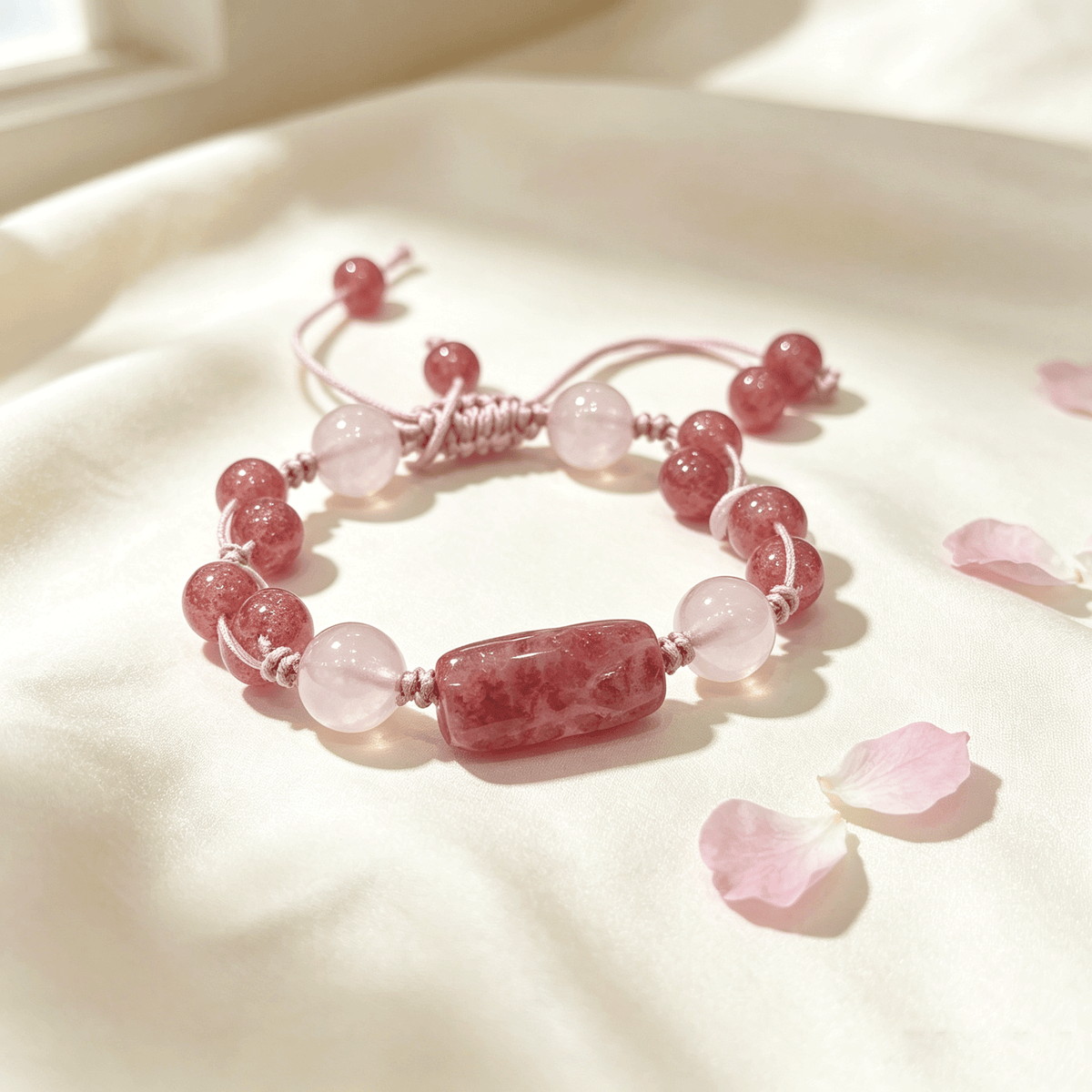 Strawberry Quartz Pixiu Bracelet – Love, Luck & Wealth Crystal Jewelry - YUNTHIA