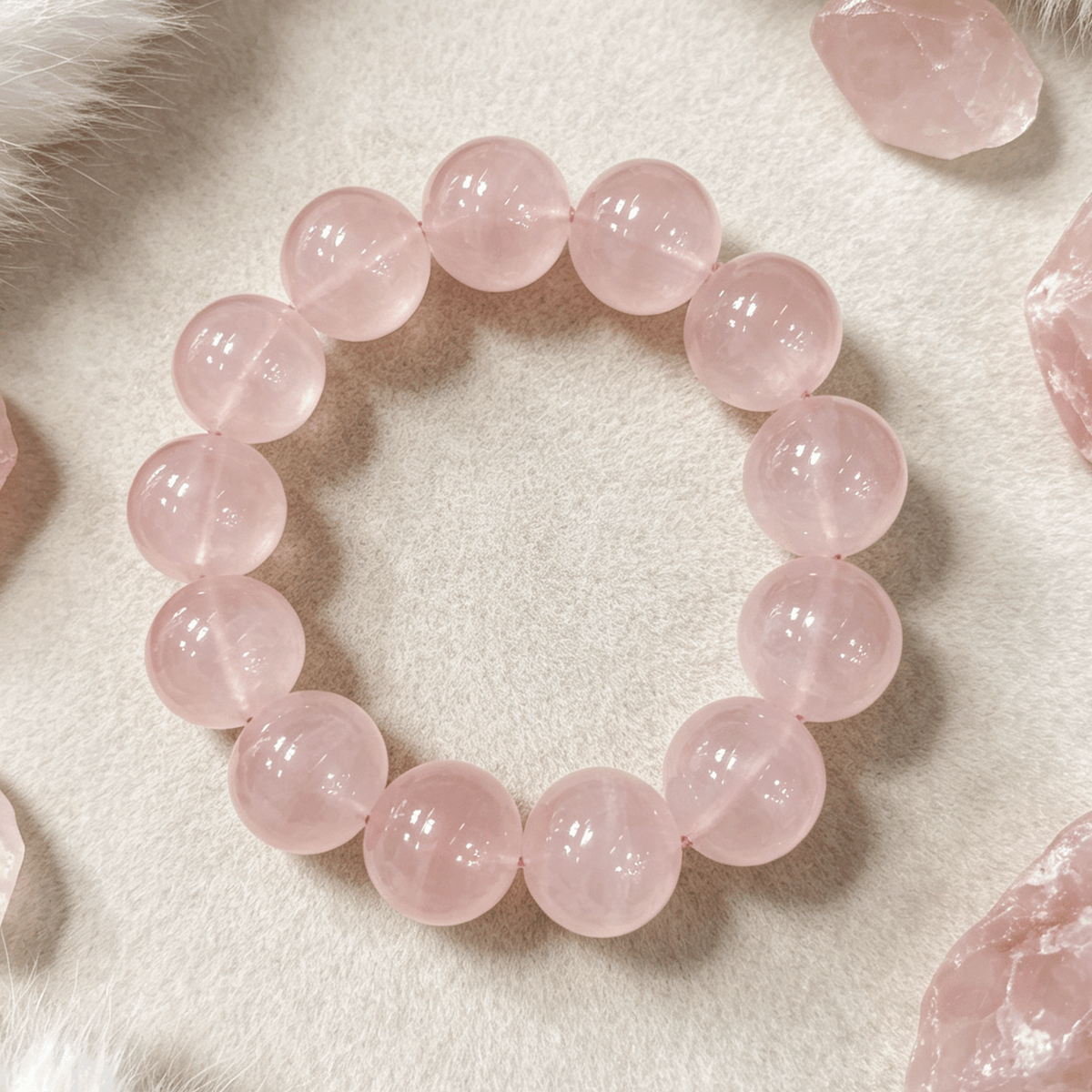 Rose Quartz Bracelet   Natural Pink Heart Chakra Crystal Bracelet