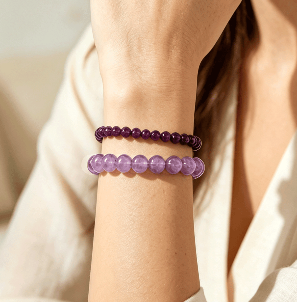 Amethyst Crystal Bracelet  Calming Third Eye Energy Bracelet