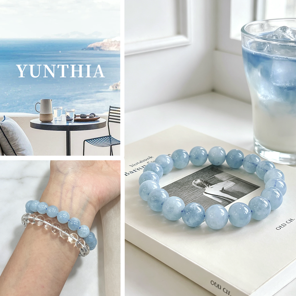Natural Aquamarine Bracelet,Communication & Serenity Crystal Jewelry