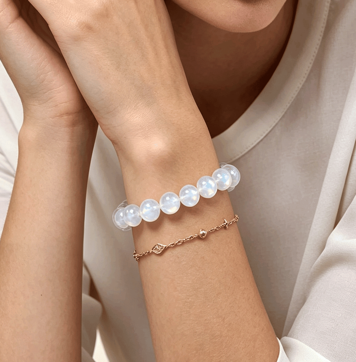 Natural Blue Flash Moonstone Bracelet &nbsp;White Moonstone Healing Crystal Bracelet