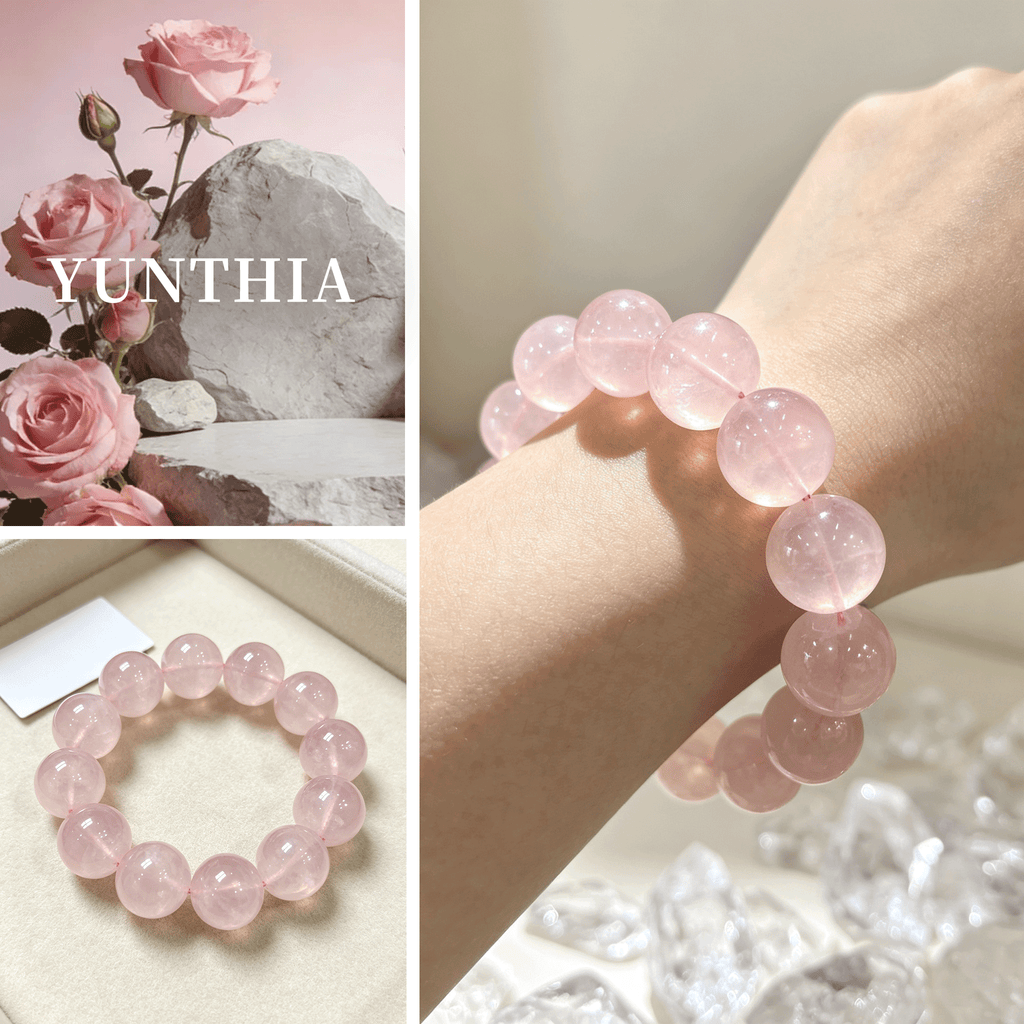 Rose Quartz Bracelet   Natural Pink Heart Chakra Crystal Bracelet