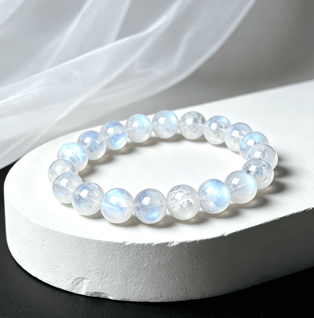 Natural Blue Flash Moonstone Bracelet &nbsp;White Moonstone Healing Crystal Bracelet