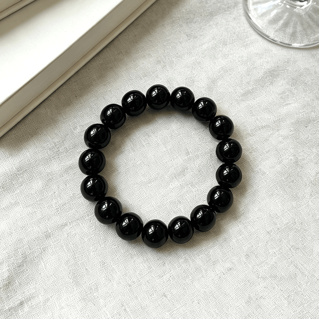 Black Onyx Round Bead Bracelet Ground your energy & ward off negativity