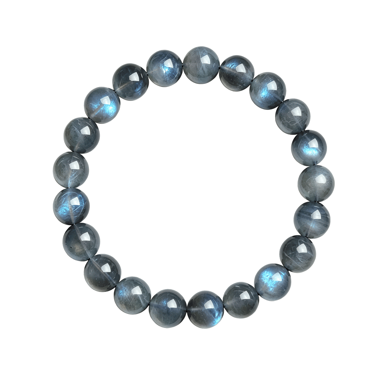 Natural Grey Moonstone Labradorite Bracelet, Flowing Blue Sheen Crystal